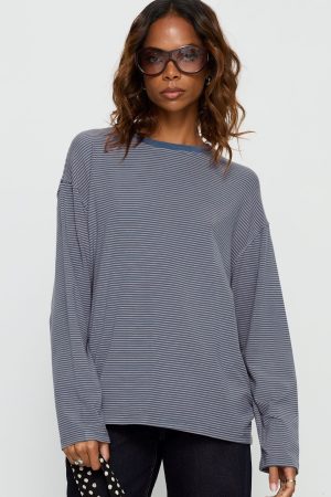Marlah Long Sleeve Top Blue Stripe