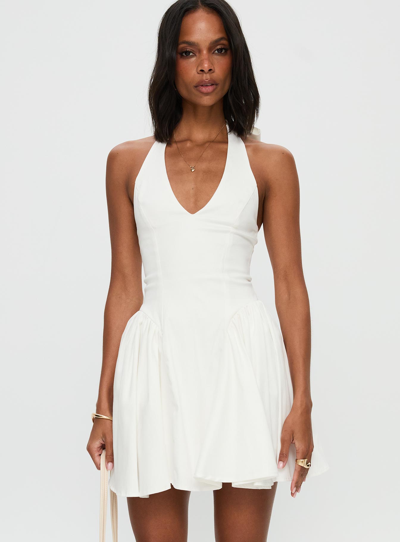 Karisse Halter Mini Dress White - Image 2
