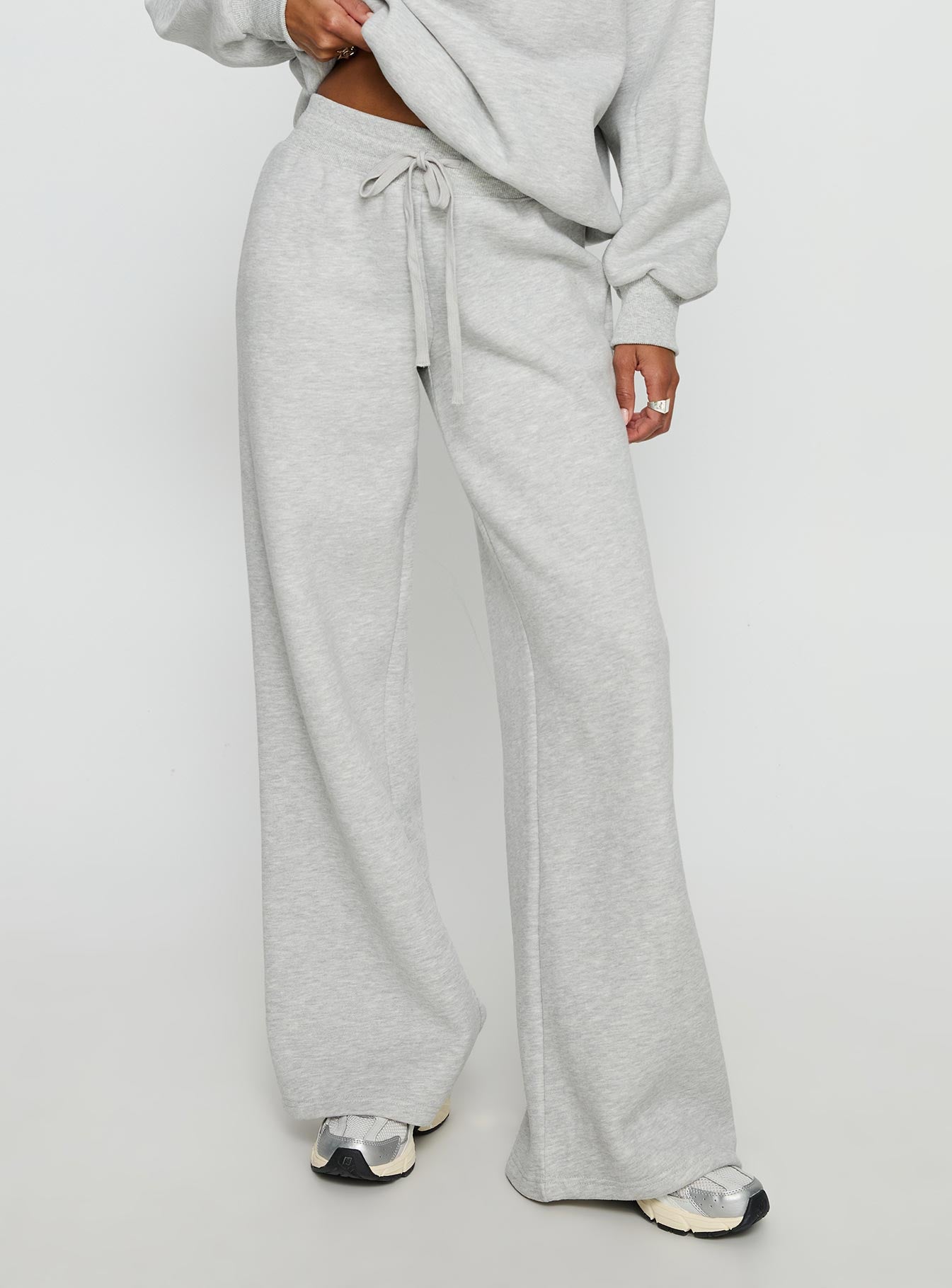 Princess Polly Stargirl Wide Leg Sweat Pants Grey Marle - Image 2