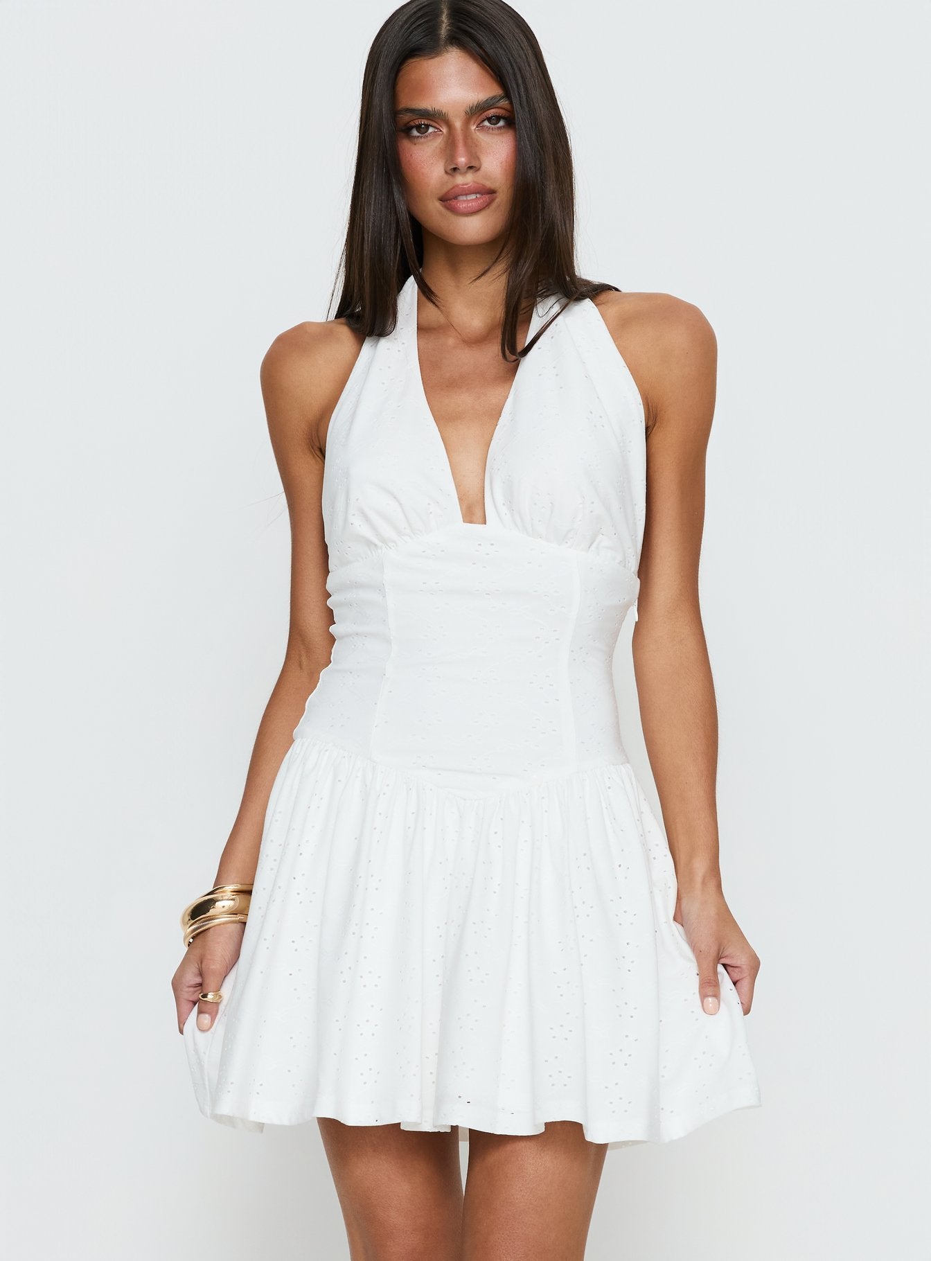Imojen Halter Mini Dress White - Image 2