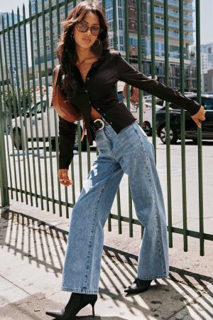 Nicolo High Rise Straight Leg Jeans Light Blue Wash