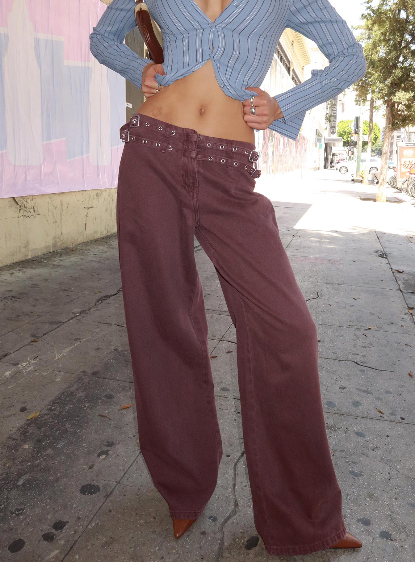Baccarat Mid Rise Wide Leg Belted Pant Chocolate - Image 9