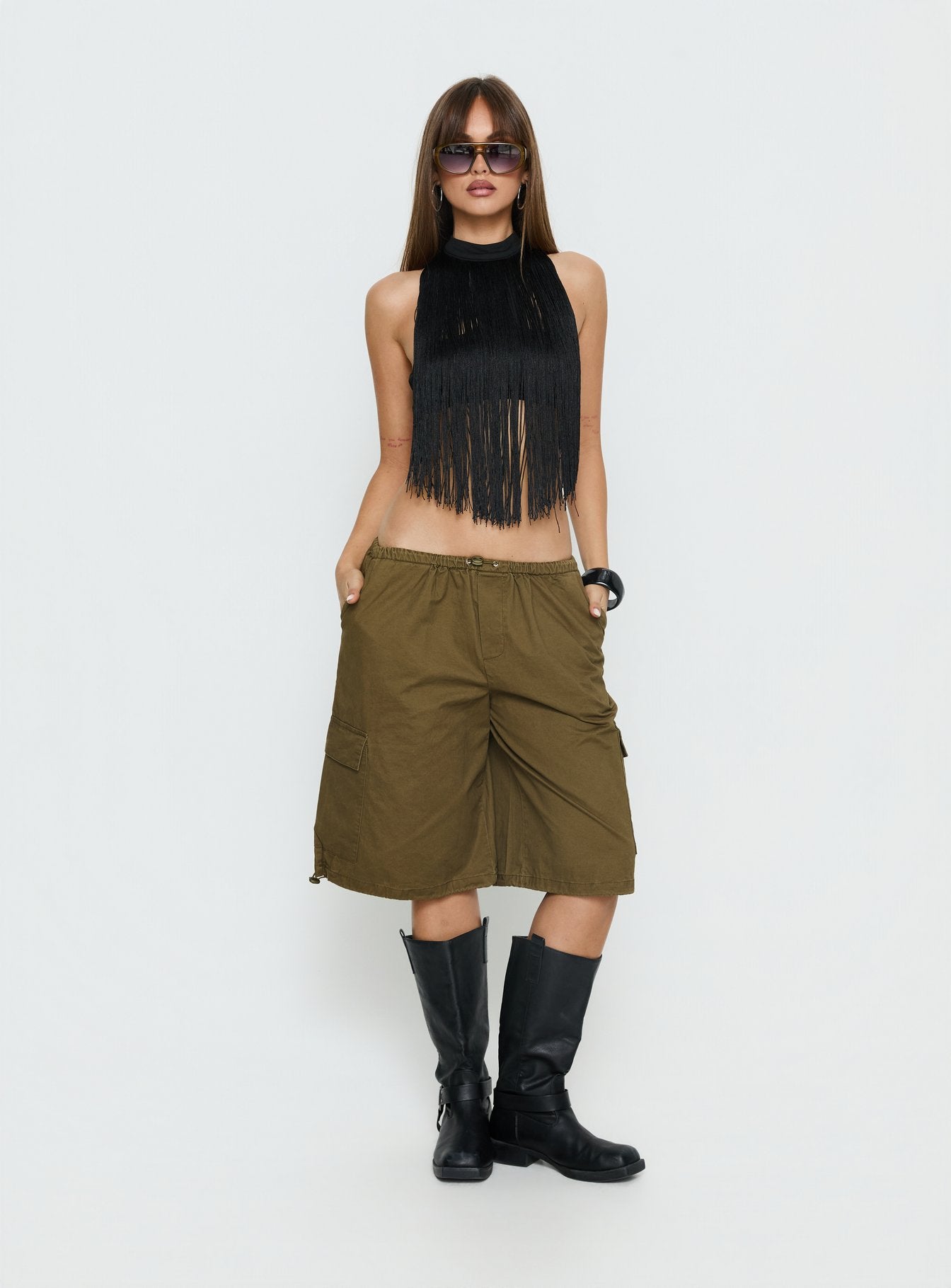 Allyza Baggy Cargo Shorts Olive - Image 2