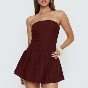 Evrae Strapless Playsuit Brown