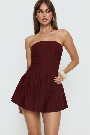 Evrae Strapless Playsuit Brown