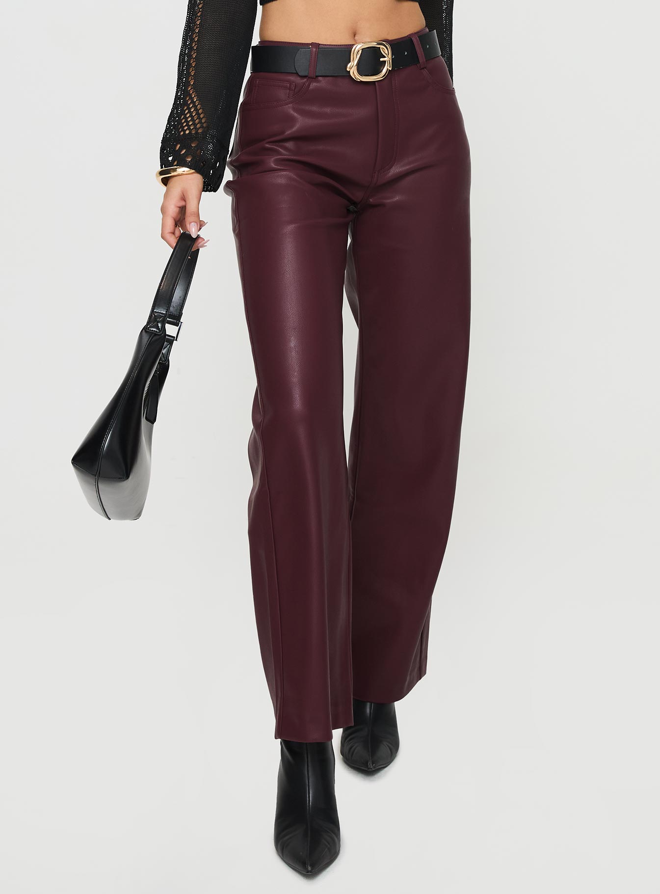 Dempsey Faux Leather Pants Deep Cherry - Image 2