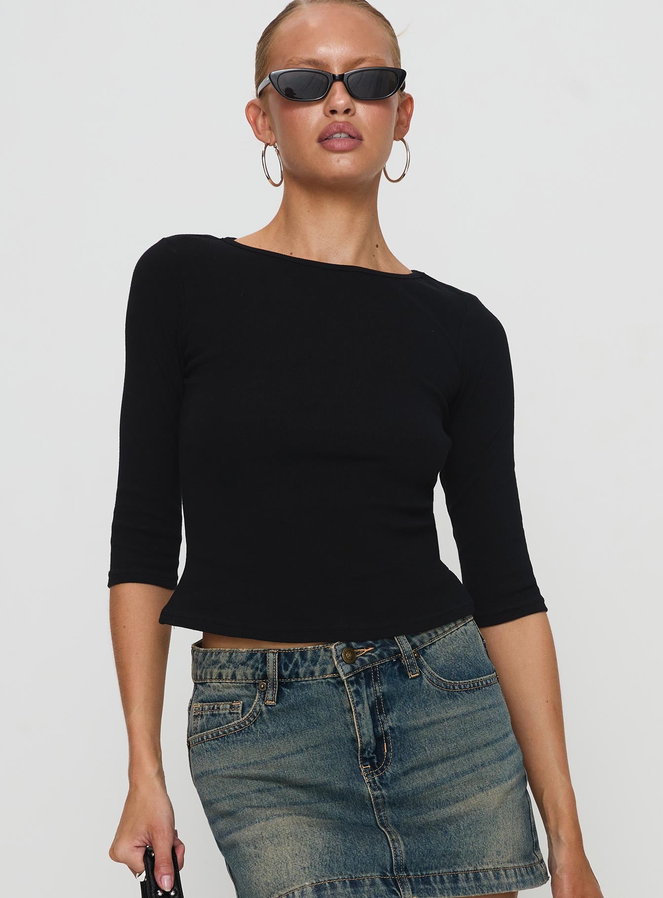 Elaia 3/4 Sleeve Top Black - Image 3