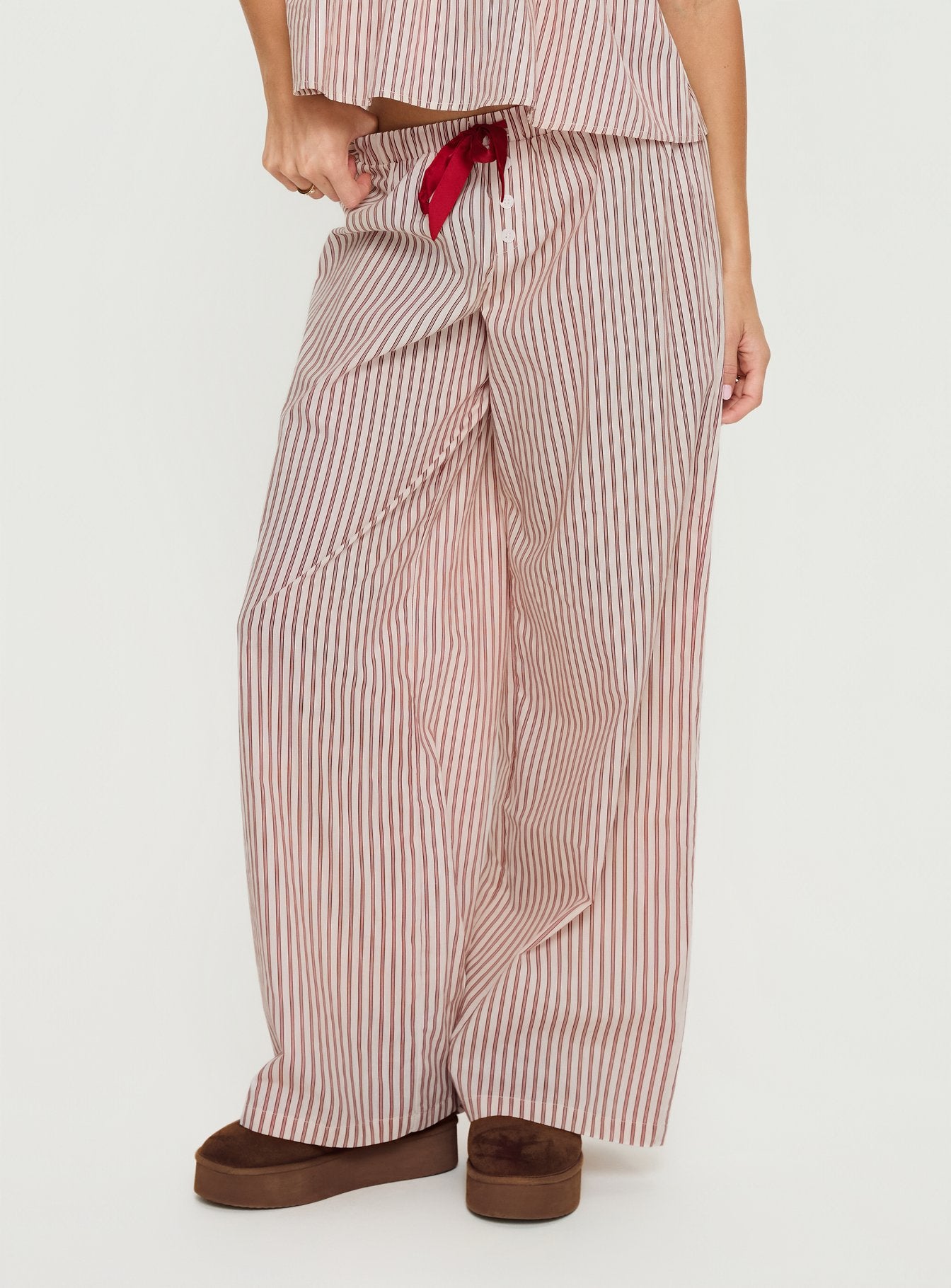 Chill Club Sleep Relaxed Pants Red / White Stripe - Image 2