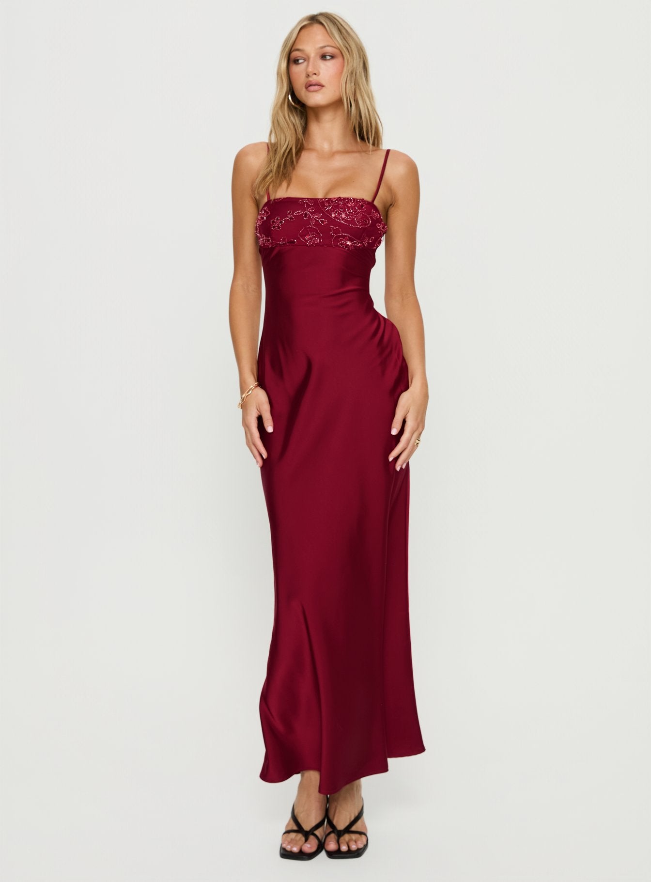 Engracia Sequin Maxi Dress Burgundy - Image 2
