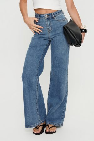 Thearlie High Rise Flared Jeans Mid Blue Wash