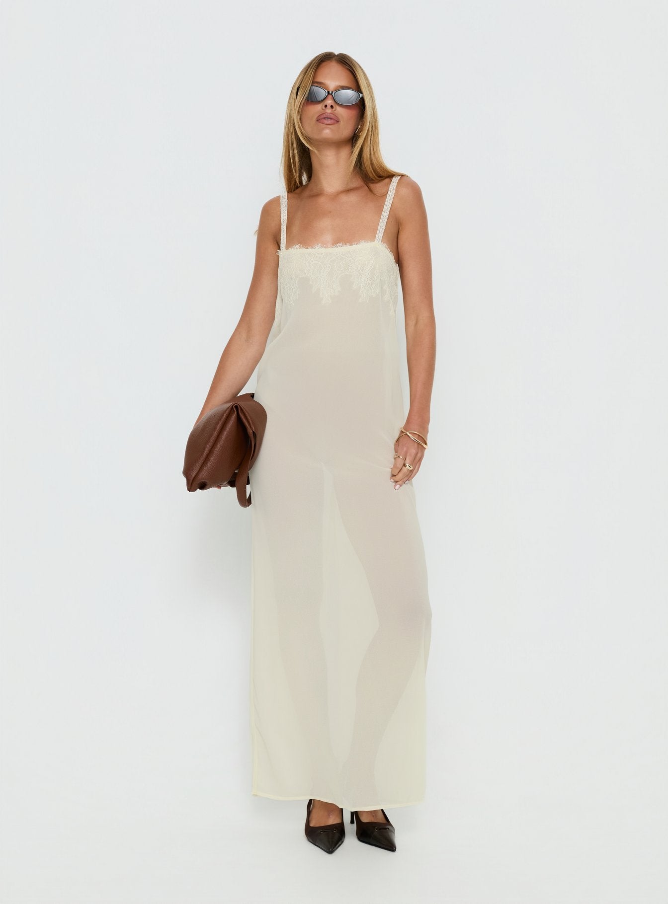 Glacial Sheer Maxi Dress Butter - Image 2