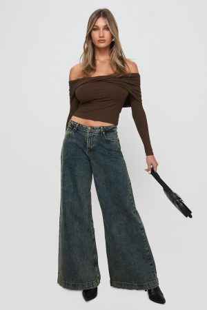 Ziggie Low Rise Baggy Jeans Antique Wash