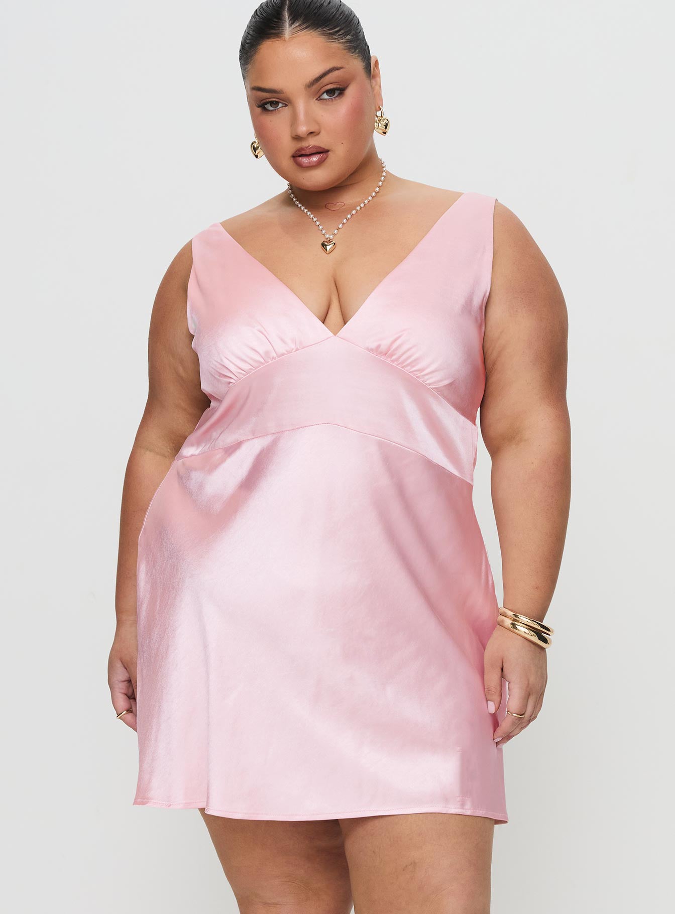 Birdette Plunge Mini Dress Pink - Image 6