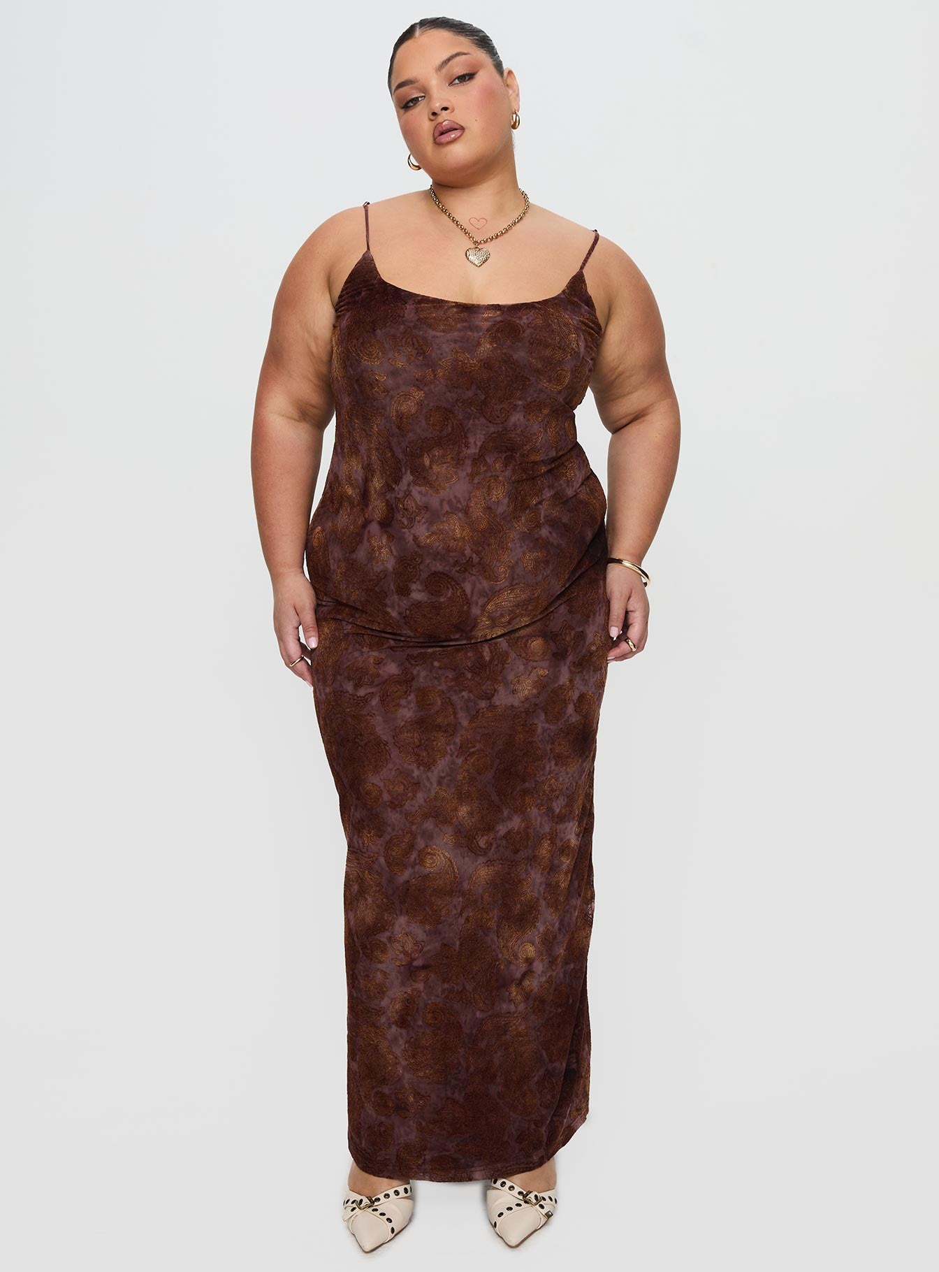 Knox Maxi Dress Chocolate Paisley Curve - Image 2
