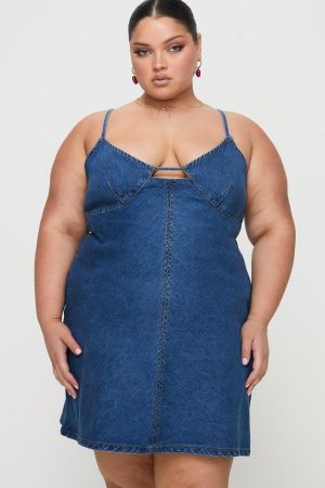 Arwen Denim Mini Dress Blue Curve