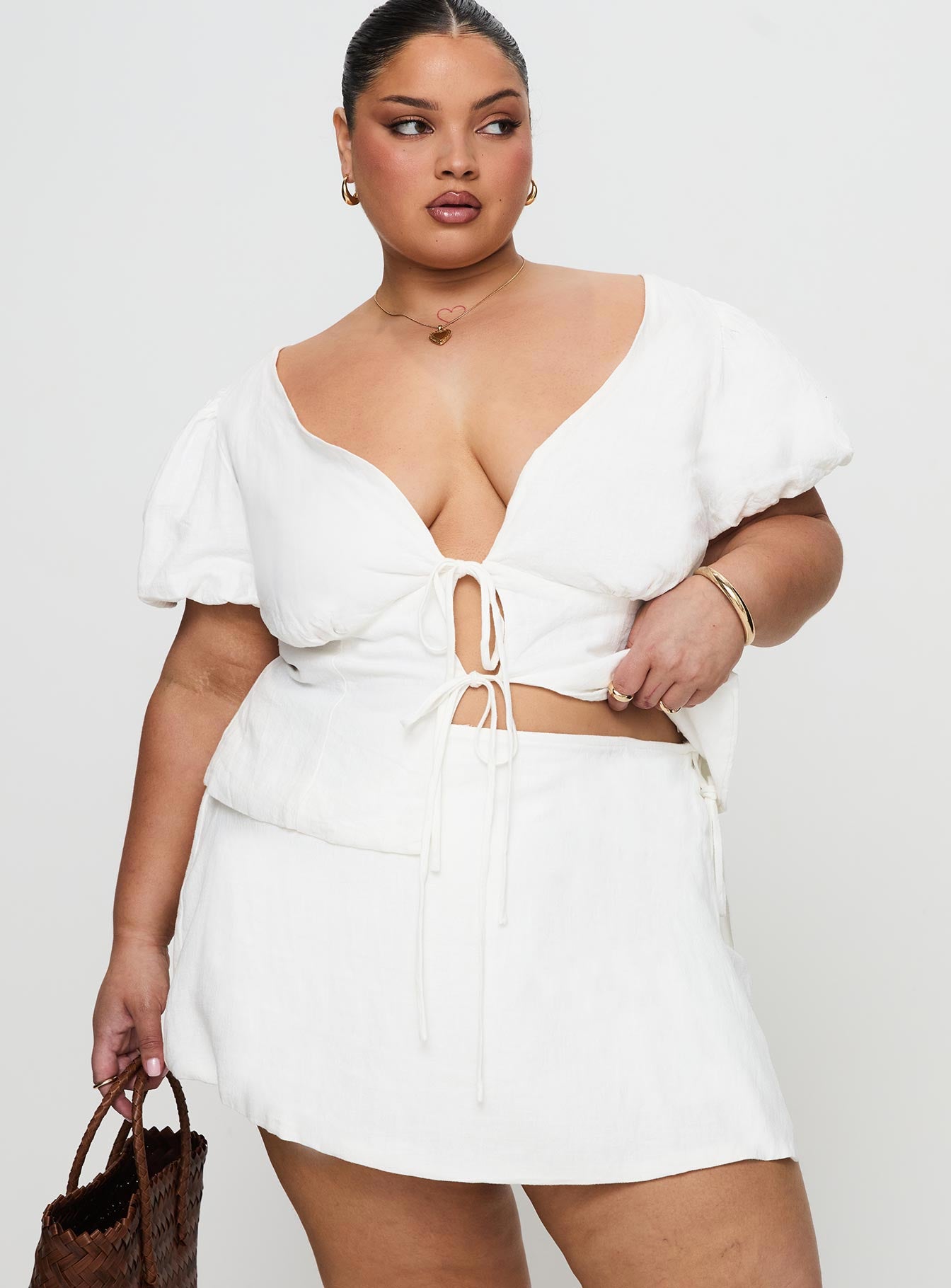 Gulliver Tie Side Mini Skort White Curve - Image 2