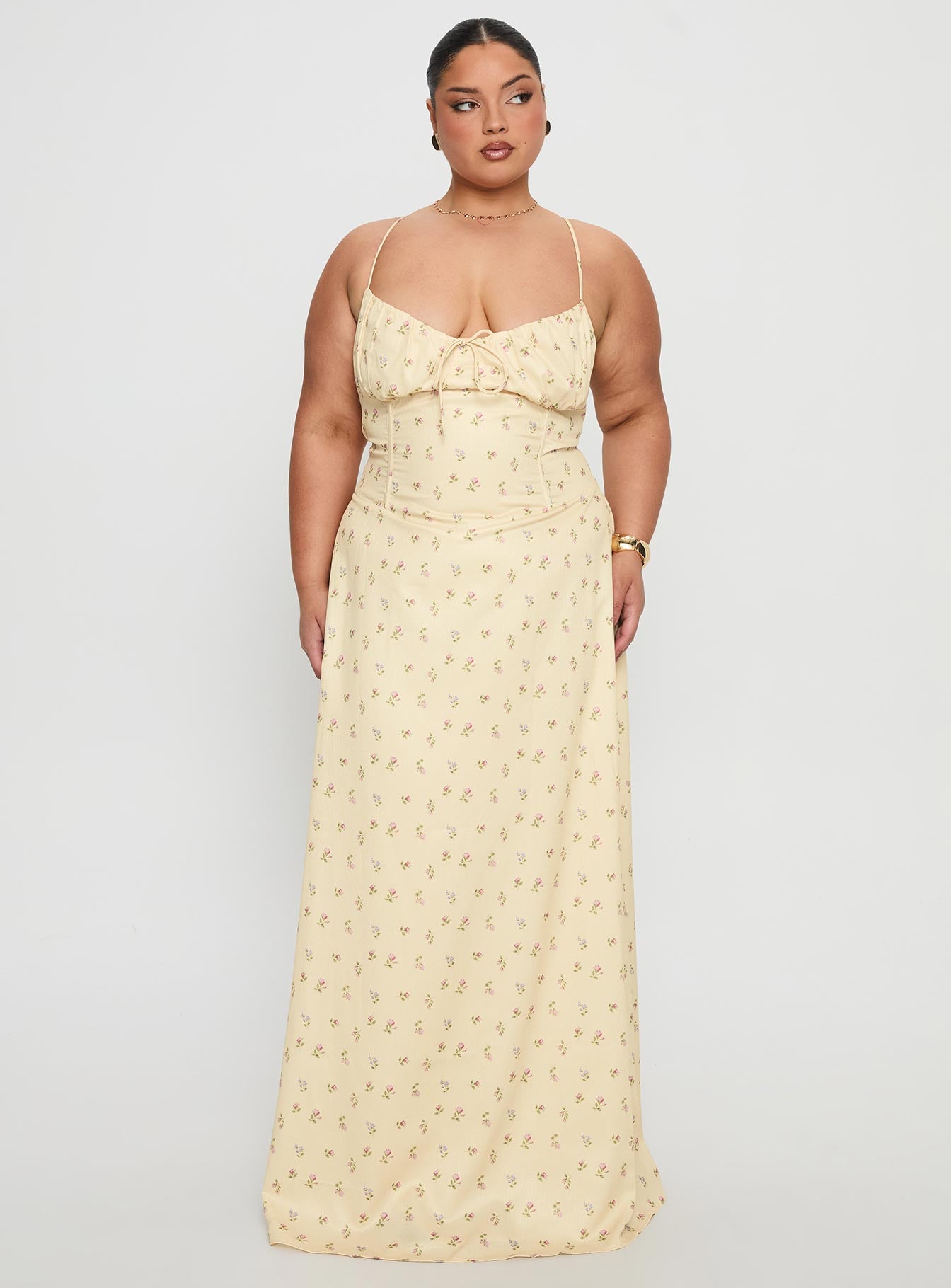 Members Only Maxi Dress Yellow Floral Curve - Image 2