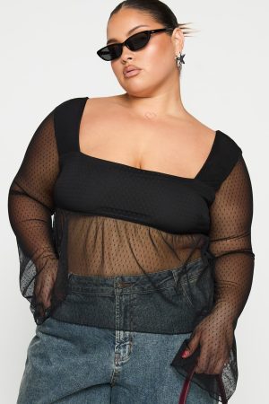 Fiorello Long Sleeve Top Black Curve