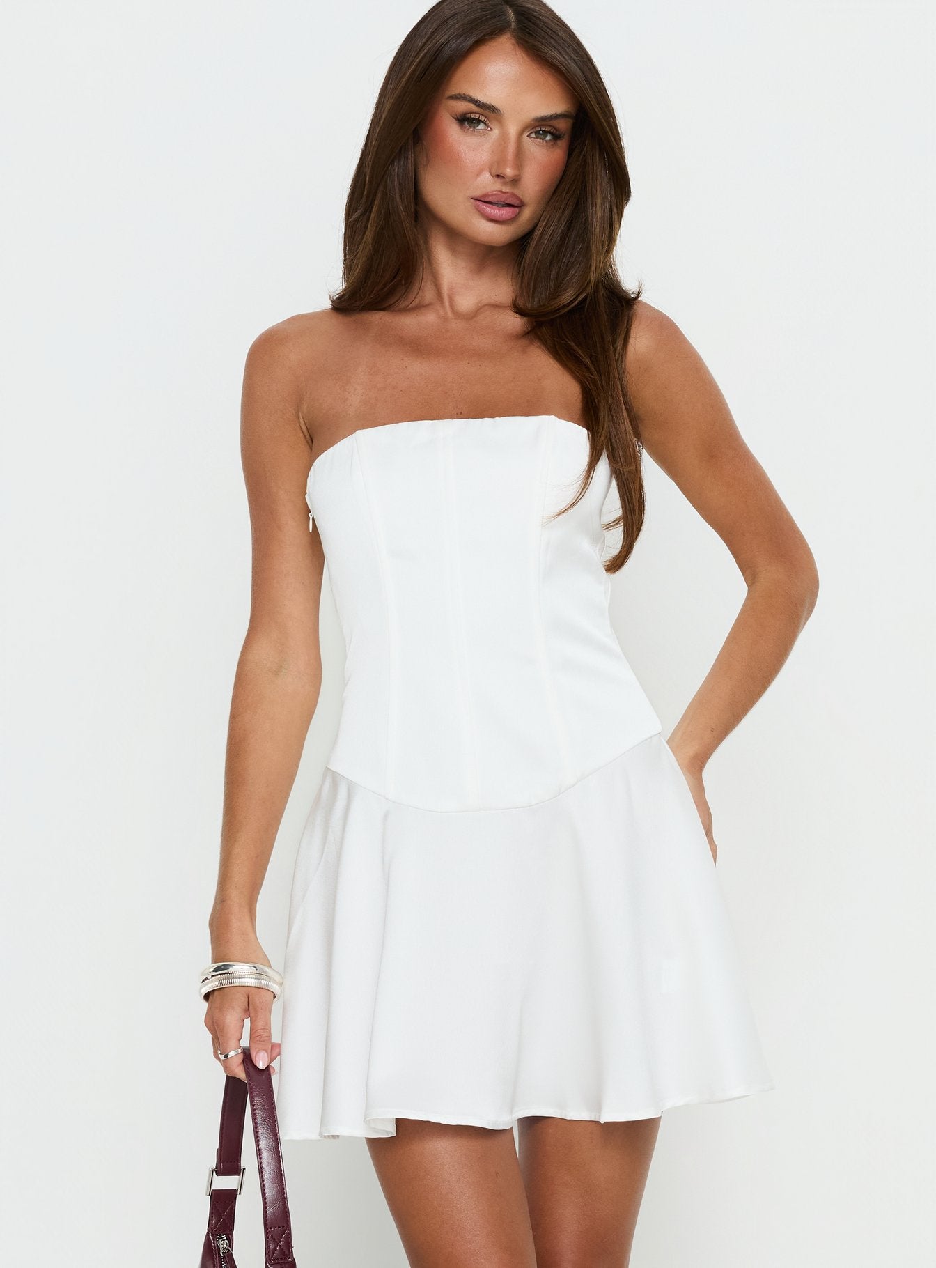 Natalisa Strapless Corset Mini Dress White - Image 2