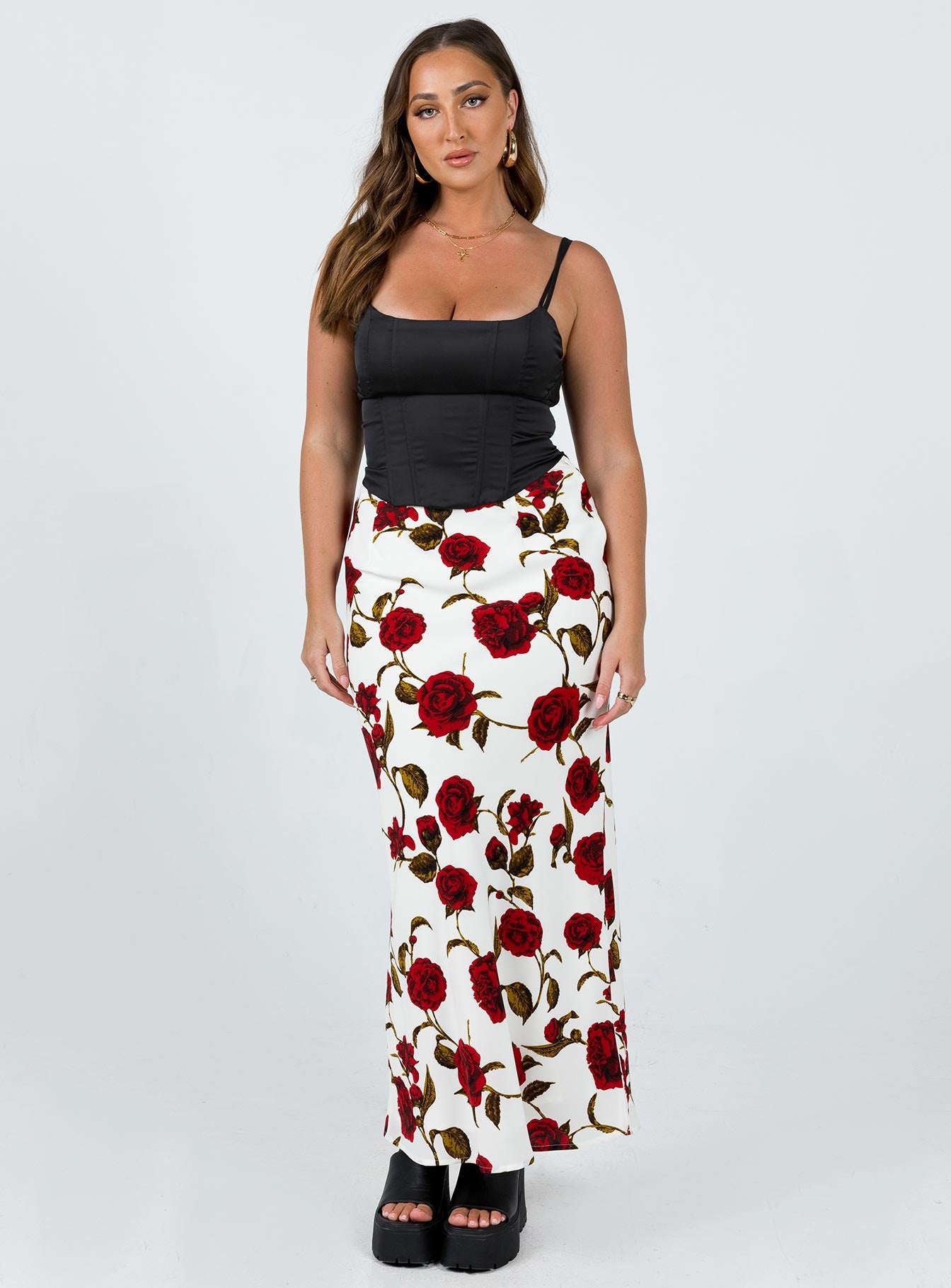 Jodie Maxi Skirt White Floral - Image 2