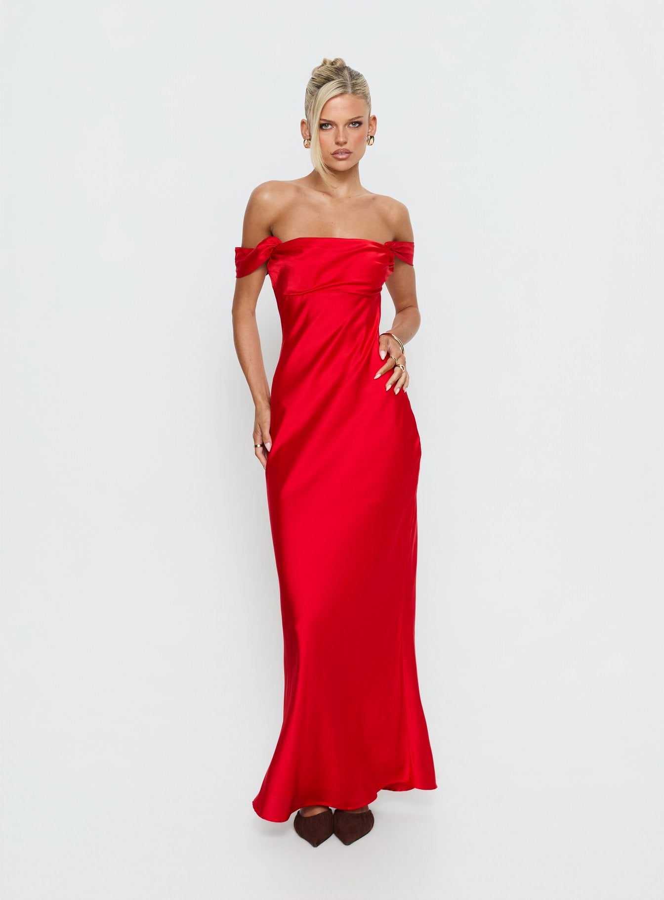 Azura Off The Shoulder Maxi Dress Red - Image 2
