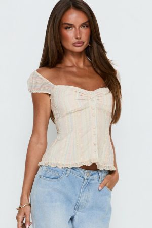 Trinitee Cap Sleeve Blouse Top Floral