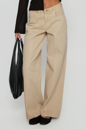 Lando Low Rise Straight Leg Jeans Tan