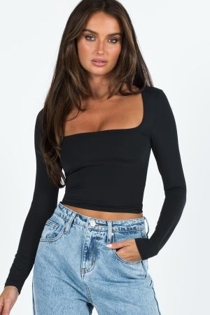 Back In Time Long Sleeve Top Black