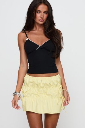 Kiwie Ruched Mini Skirt Butter Yellow