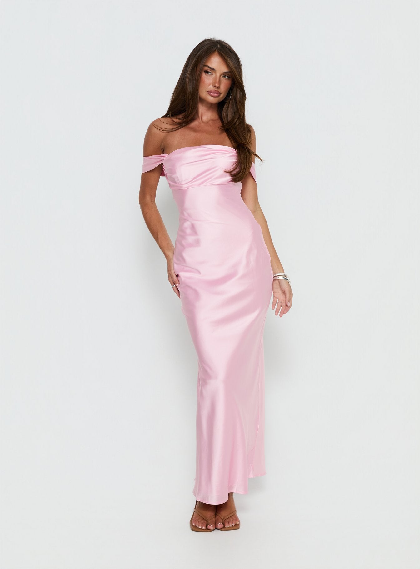Azura Off The Shoulder Maxi Dress Pink - Image 2