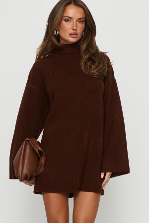 Sonelle Long Sleeve Knit Mini Dress Chocolate