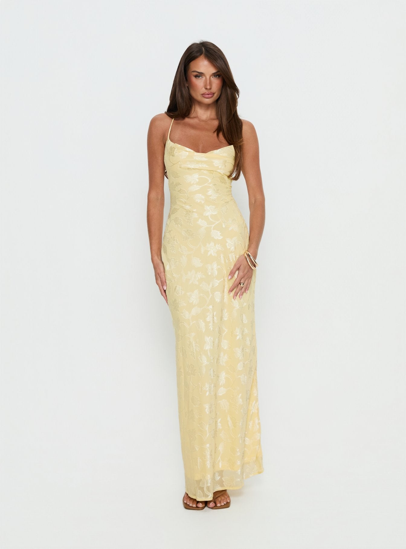 Celena Maxi Dress Lemon Burnout - Image 2