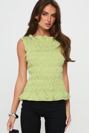 Elenir Shirred Top Green