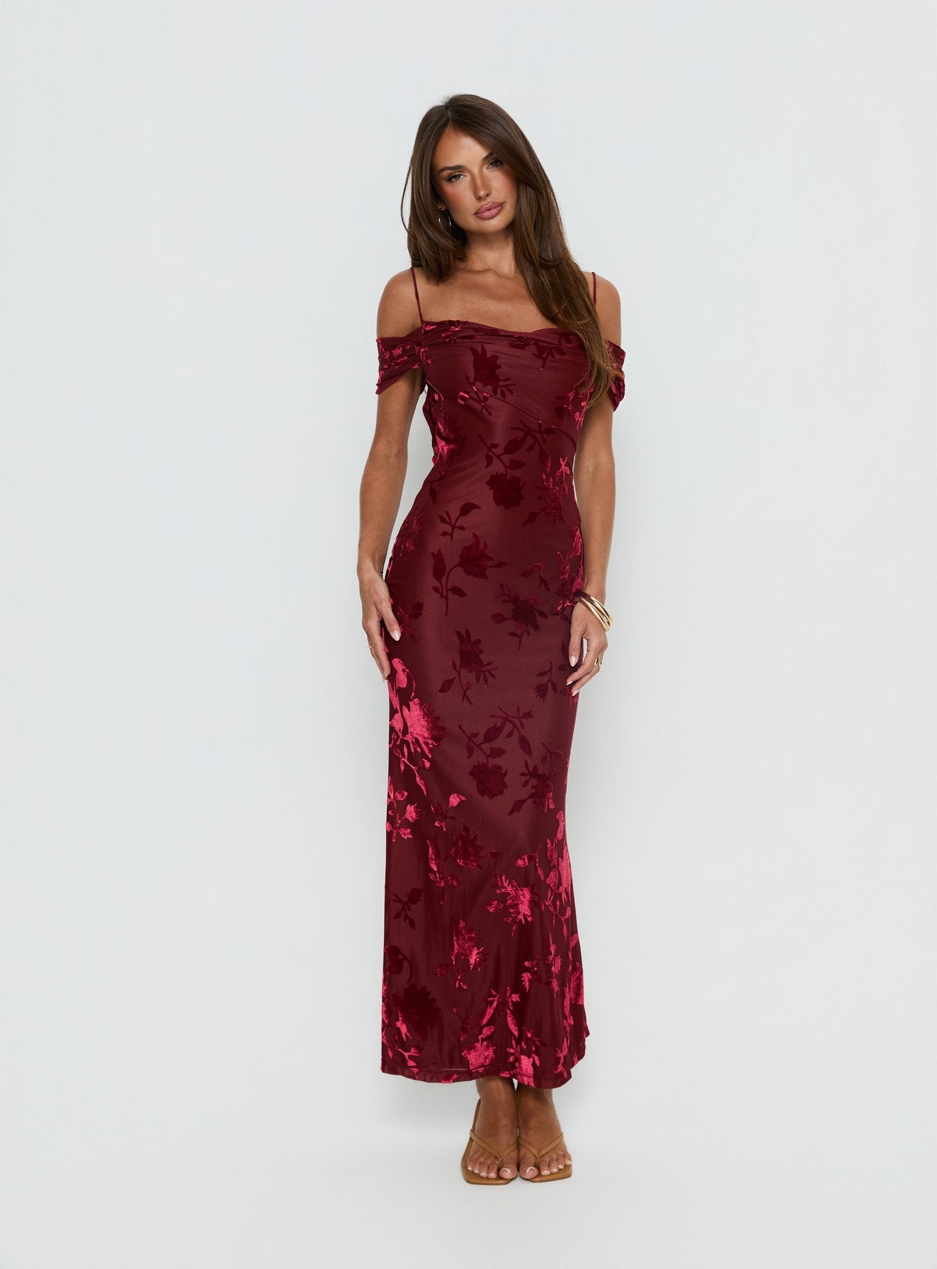 Green Gables Burnout Maxi Dress Burgundy - Image 2