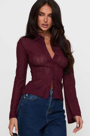 When You Sleep Long Sleeve Top Wine