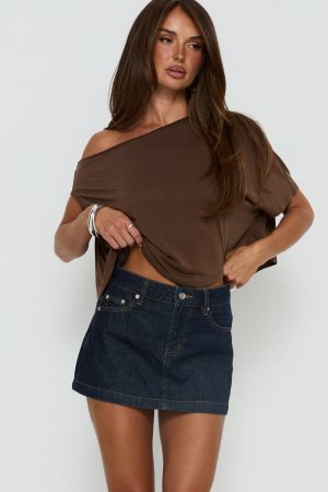 Nicolina Low Rise Denim Mini Skirt Raw Denim