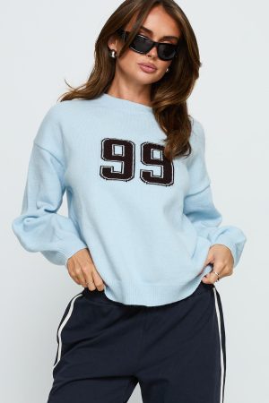 Ranee Graphic Knit Sweater Blue