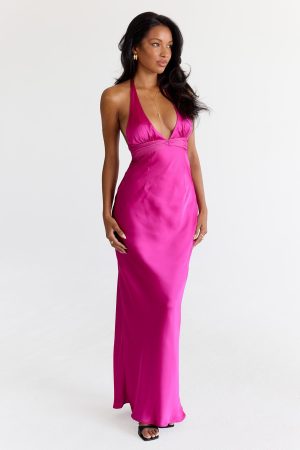 Odyssa Halter Maxi Dress Magenta