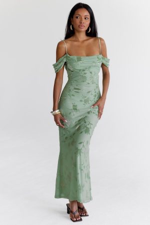 Green Gables Burnout Maxi Dress Sage