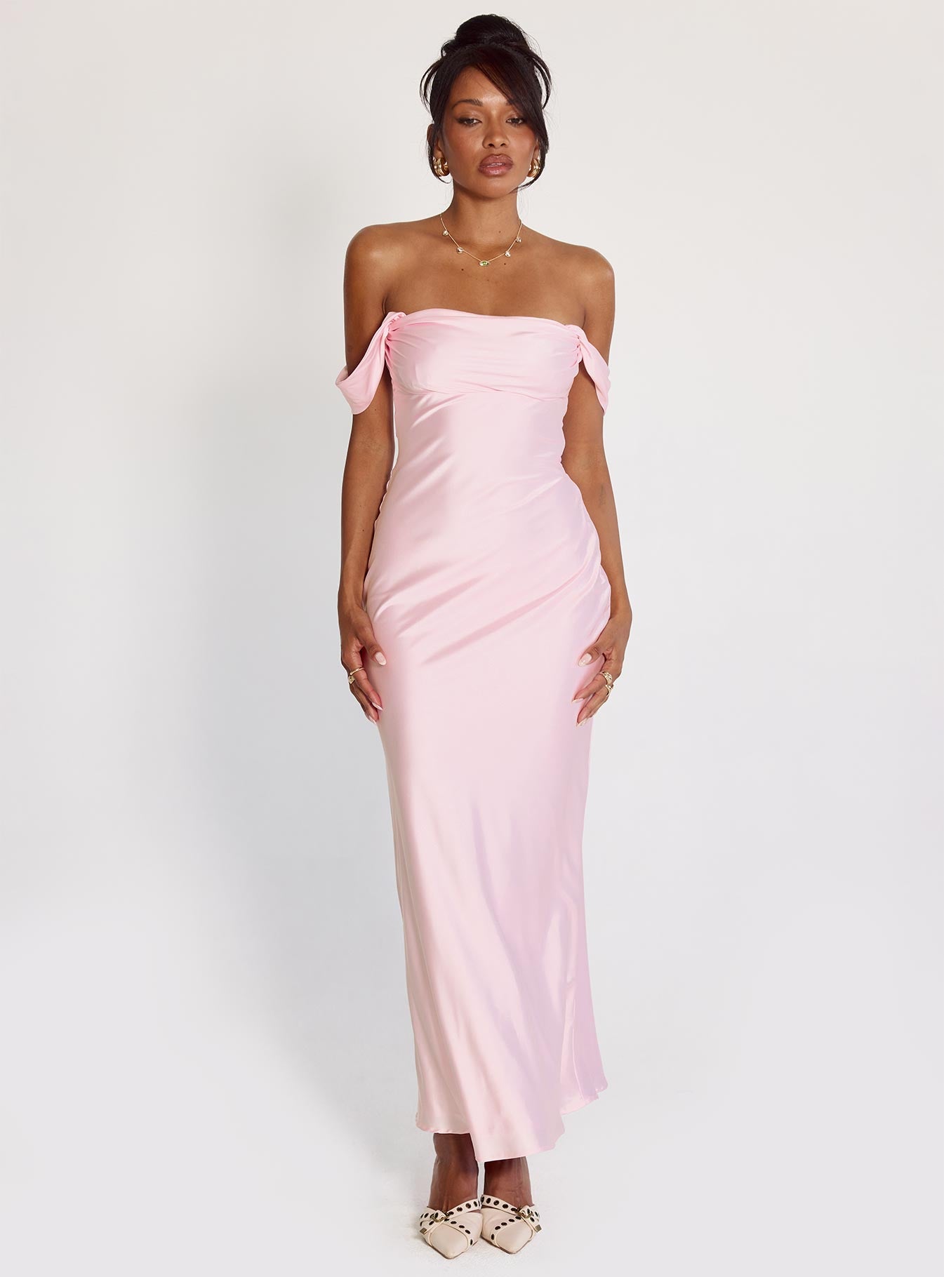 Azura Off The Shoulder Maxi Dress Pink - Image 11
