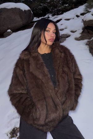 Super Trouper Faux Fur Jacket Brown