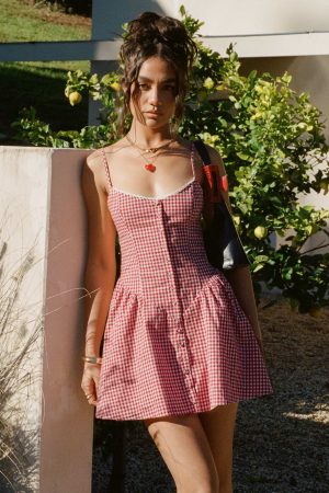 Toulouse Mini Dress Red Gingham