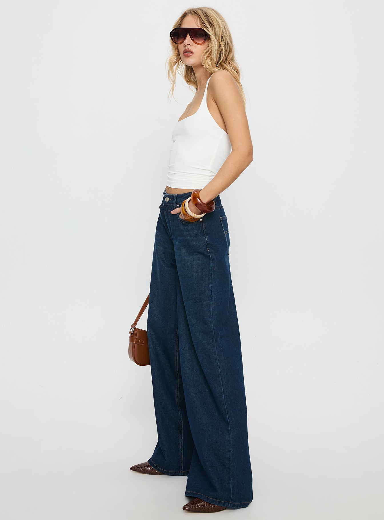 Naylor Mid Rise Wide Leg Jeans Mid Blue Denim Tall - Image 4