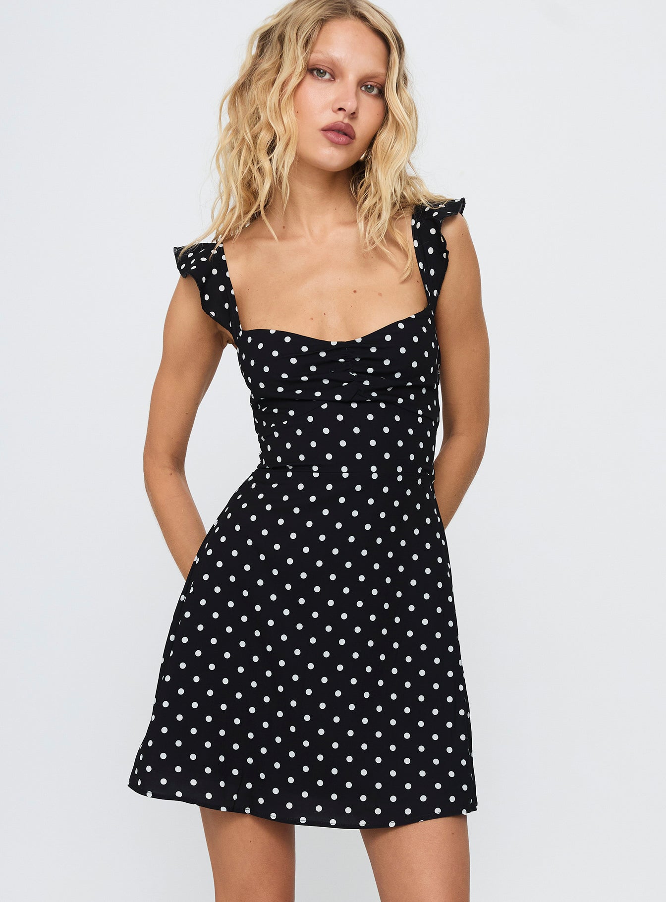 Landon Mini Dress Black / Polka Dot - Image 2