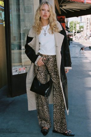 Pezzi Mid Rise Straight Leg Jeans Leopard