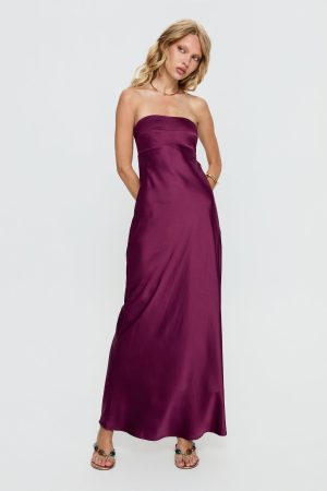 Rozelle Strapless Maxi Dress Currant