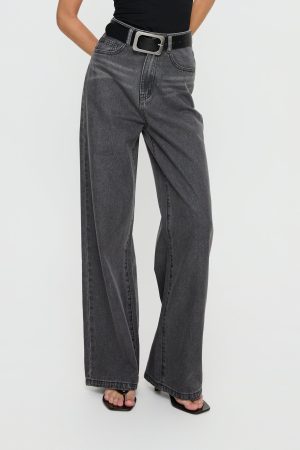 Nicolo High Rise Straight Leg Jeans Washed Grey