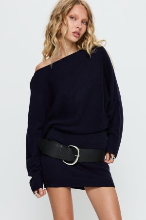 Bellamie Long Sleeve Mini Dress Navy