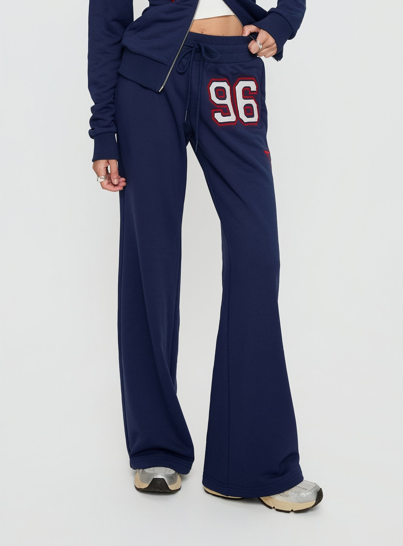 Kari Distressed Patch Track Pant Navy Multi - Image 2