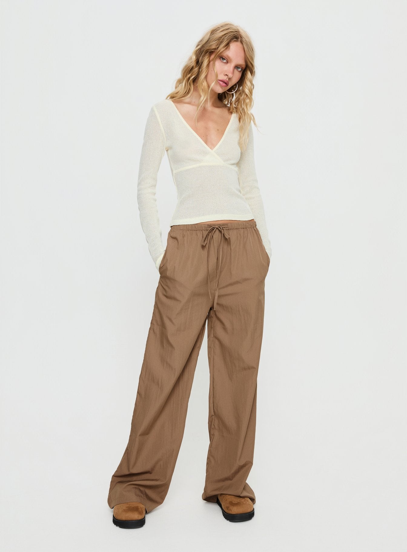 Romonda Drawstring Straight Leg Pants Khaki - Image 2